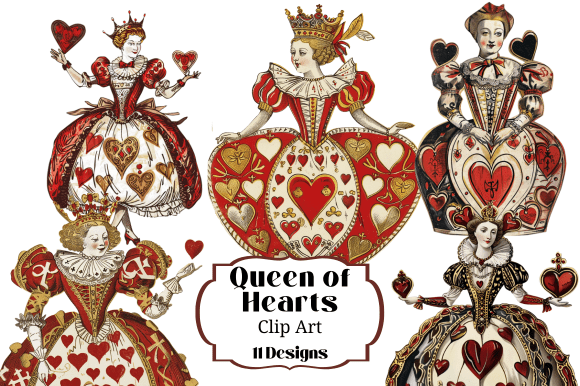 11 Queen of Hearts Clipart Illustrations for Your Projects