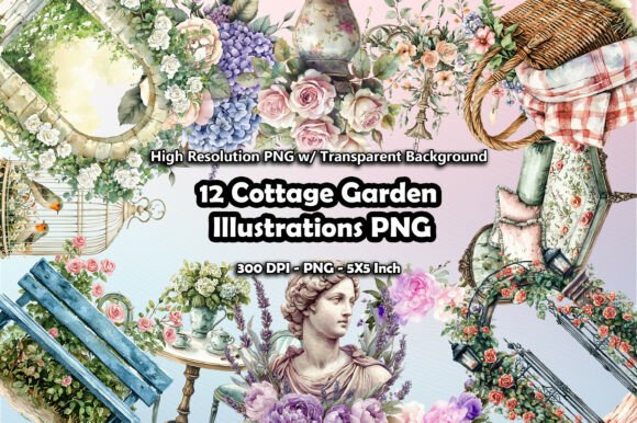 12 Cottage Romantic Garden Illustrations: Infusing Designs with Rustic Charm