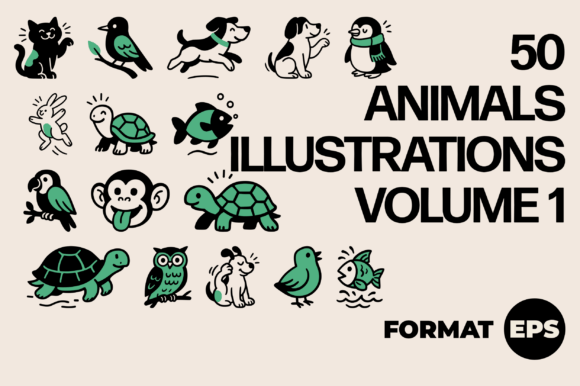 50 Animals Illustrations Volume 1: A Versatile Creative Asset