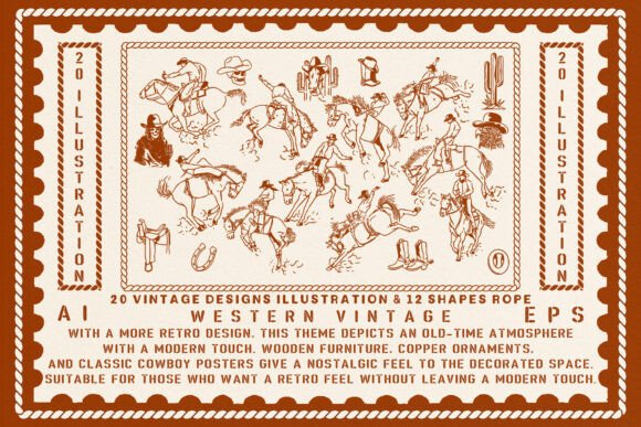 Authentic Western Vintage Illustrations for Your Brand