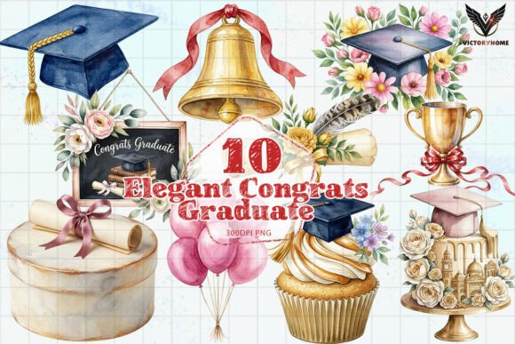 Celebrate Success with Elegant Congrats Graduate Illustrations