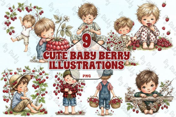 Charming Cute Baby Berry Illustrations PNG for Creative Projects
