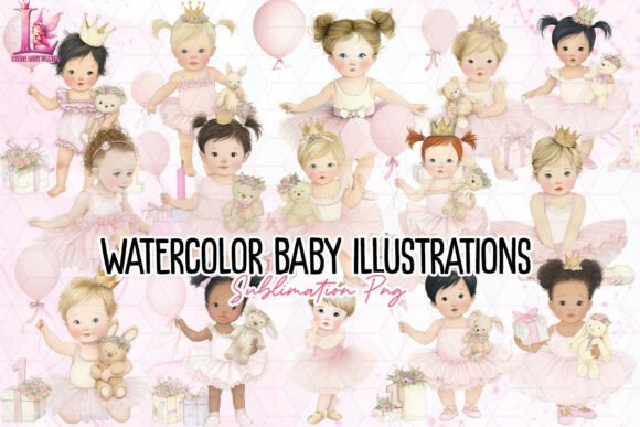 Charming Watercolor Baby Illustrations PNG for Creative Projects