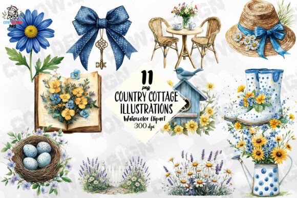 Country Cottage Illustrations PNG: A Cozy Touch for Creative Projects