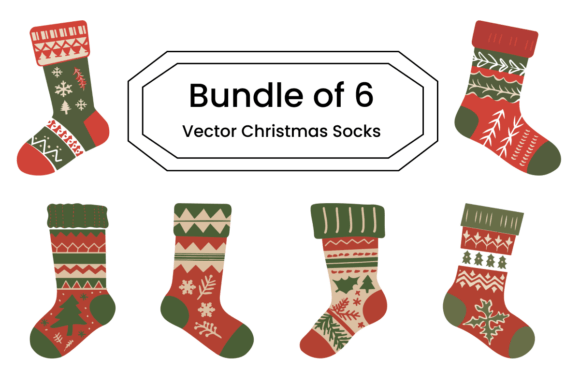 Creative Holiday Projects with Christmas Socks Vector Illustrations