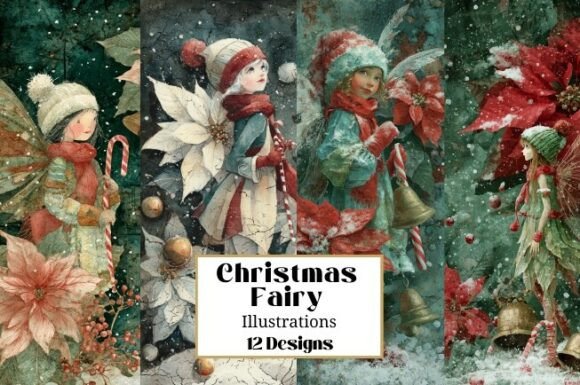 Enchanting Holiday Crafts with 12 Christmas Fairy Illustrations