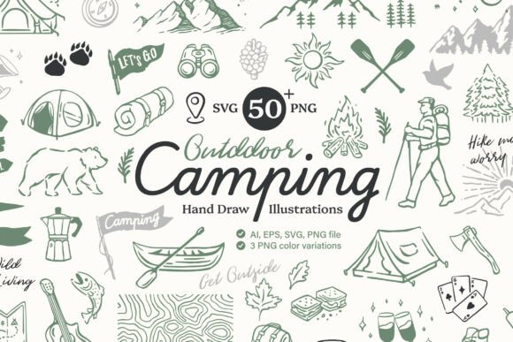 Hand-Drawn Camping Illustrations: Capture Adventure