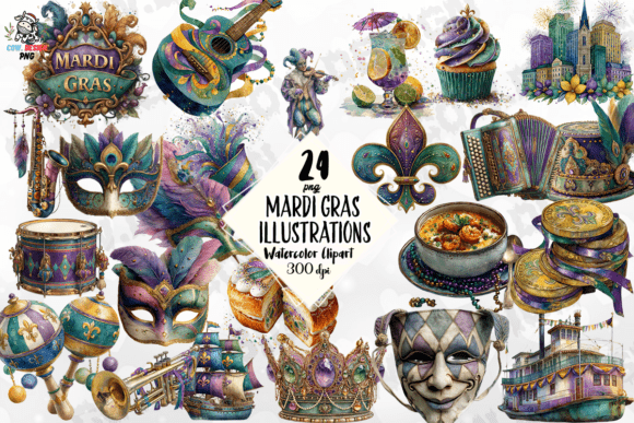 Mardi Gras Illustrations PNG: Festive Design Assets