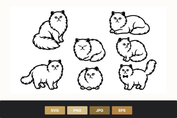 Persian Cat Line Art Illustrations: A Designer's Collection