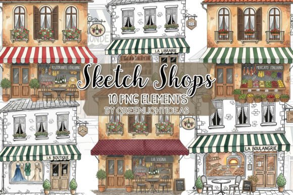 Shop Fronts Clipart: Store Illustrations for Creative Projects