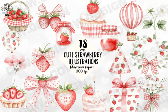 Sweeten Your Designs with Cute Strawberry Illustrations PNG