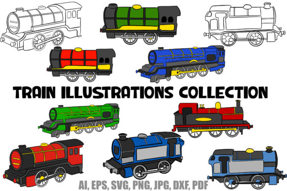 Timeless Charm for Modern Projects: Toy Train Engine Illustrations