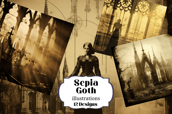 Unlocking the Eerie Charm of 12 Sepia Goth Illustrations