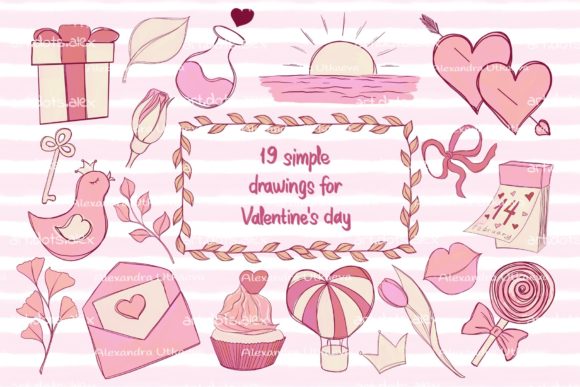 Valentine's Day Doodle Illustrations Set: Your Creative Toolkit